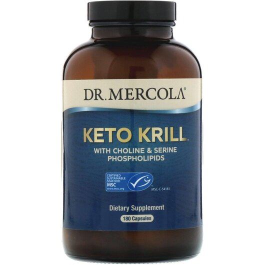 Основне фото товару Keto Krill with Choline & Serine Phospholipids Основне фото товару Dr. Mercola, Keto Krill, Олія Антарктичного Кріля, 180 капсул