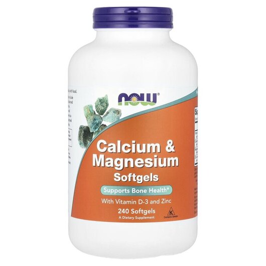 Основне фото товару Calcium & Magnesium with Vitamin D3 & Zinc Основне фото товару NOW Foods, Calcium & Magnesium, Кальцій магній D3 Цинк, 240 к
