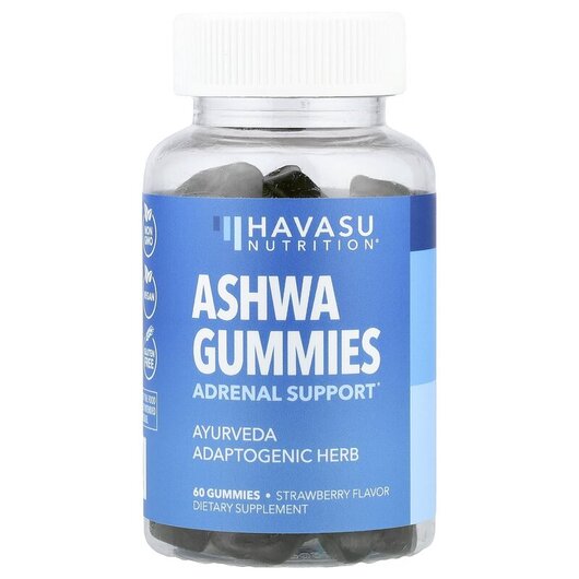 Основне фото товару Havasu Nutrition, Ashwa Gummies Strawberry, Ашвагандха, 60 конфет