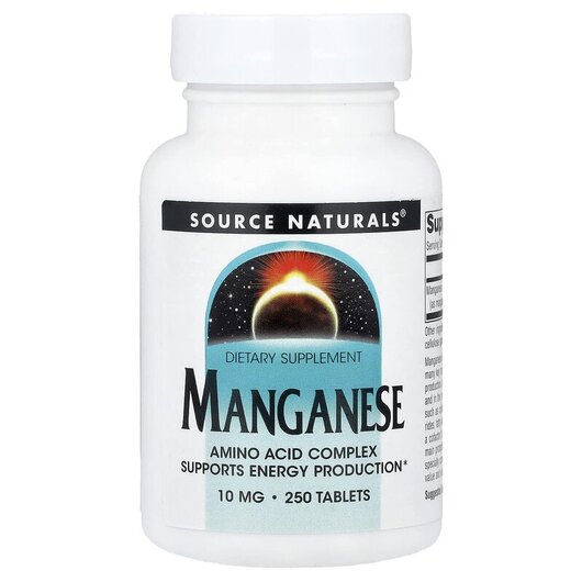 Основное фото товара Source Naturals, Марганец 10 мг, Manganese 10 mg 250, 250 таблето