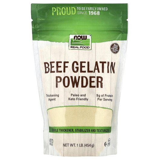 Основне фото товару Real Food Beef Gelatin Powder Основне фото товару NOW Foods, Real Food Beef Gelatin Powder, Яловичі органи, 454 г