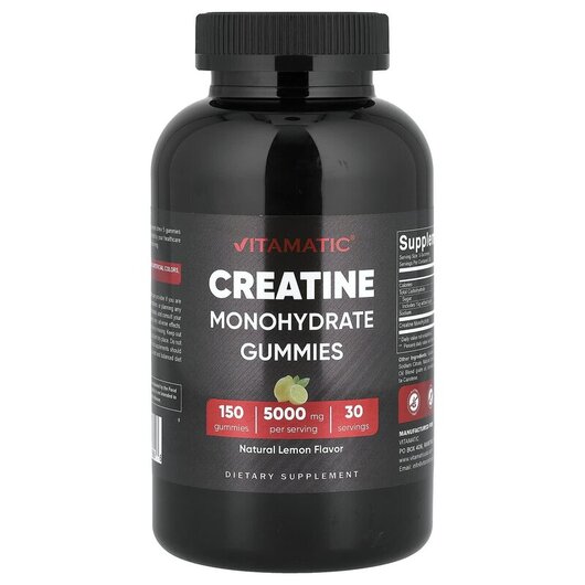 Основне фото товару Creatine Monohydrate Gummies Lemon Основне фото товару Vitamatic, Creatine Monohydrate Gummies Lemon, Креатин, 150 табле