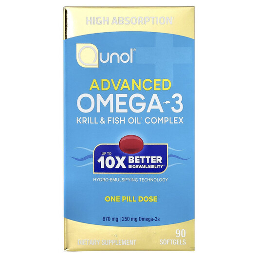 Основное фото товара Qunol, Омега 3, Advanced Omega-3, 90 капсул