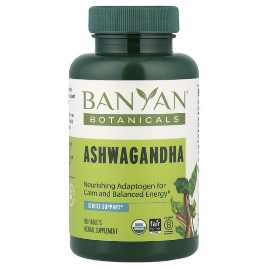 Основне фото товару Ashwagandha, 500 mg Основне фото товару Banyan Botanicals, Ashwagandha, 500 mg, Ашваганда, 180 таблеток