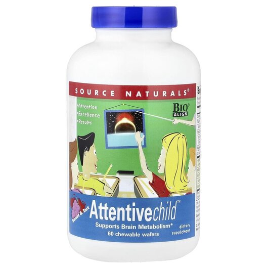 Основне фото товару Source Naturals, Attentive Child, Підтримка уваги, 60 цукерок