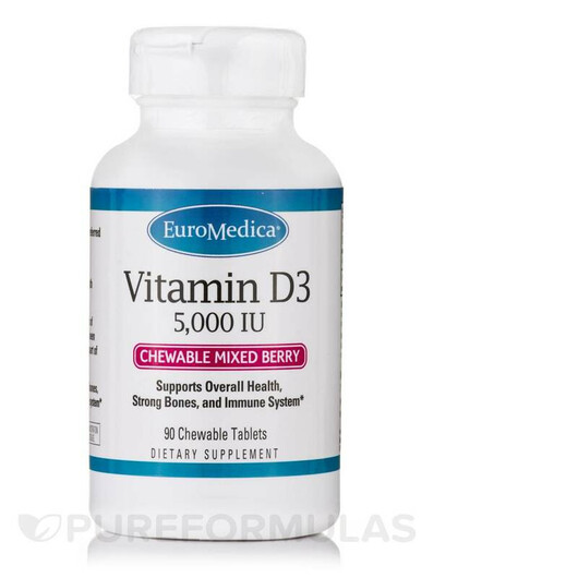 Основное фото товара Vitamin D3 5000 IU Chewable Mixed Berry Основное фото товара Витамин D3, Vitamin D3 5000 IU Chewable Mixed Berry, 90 таблеток