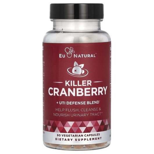 Основное фото товара Killer Cranberry + UTI Defense Blend Основное фото товара Eu Natural, Клюква, Killer Cranberry + UTI Defense Blend, 60 капс