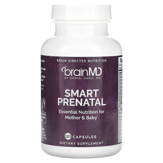 Основне фото товару Smart Prenatal Основне фото товару BrainMD, Smart Prenatal, Вітаміни для вагітних, 120 капсул