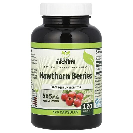 Основне фото товару Herbal Secrets, Hawthorn Berries 565 mg, Глід, 120 капсул
