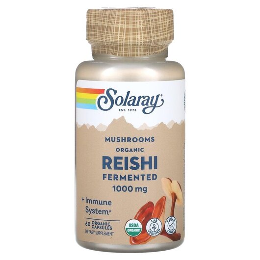Основное фото товара Solaray, Грибы, Fermented Reishi Mushroom 1000 mg, 60 капсул