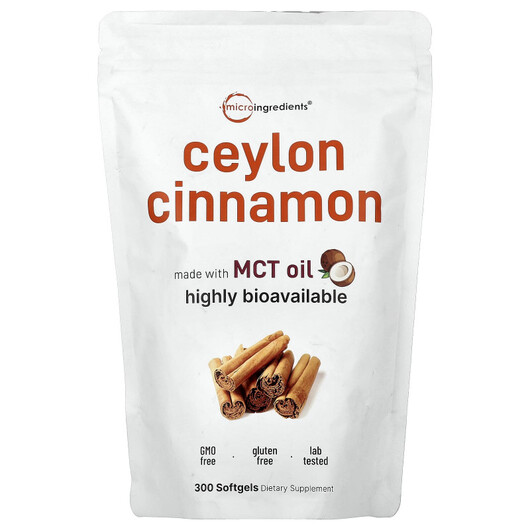 Основне фото товару Micro Ingredients, Ceylon Cinnamon, Екстракт кориці, 300 капсул