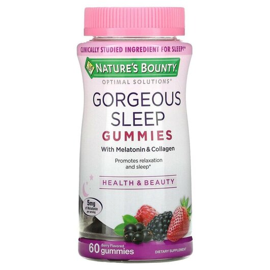 Основне фото товару Gorgeous Sleep Gummies Berry, Підтримка здорового сну, 60 конфет
