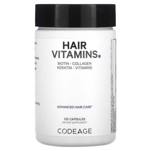 Основне фото товару Vitamins Hair Основне фото товару CodeAge, Vitamins Hair, Шкіра нігті волосся, 120 капсул