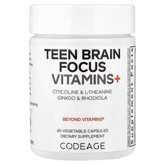 Основное фото товара Teen Brain Focus Vitamins+ Основное фото товара CodeAge, Витамины, Teen Brain Focus Vitamins+, 60 капсул