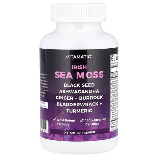 Основне фото товару Vitamatic, Irish Sea Moss, Ірландський морський мох, 180 капсул