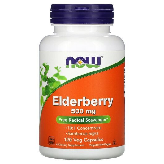 Основное фото товара NOW Foods, Бузина 500 мг, Elderberry 500 mg, 120 капсул