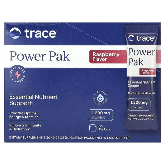 Основное фото товара Electrolyte Stamina PowerPak Raspberry Основное фото товара Trace, Электролиты, Electrolyte Stamina PowerPak Raspberry, 30 шт