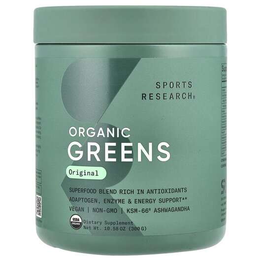 Основное фото товара Sports Research, Супергринс, Organic Greens Original, 300 г