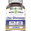 Фото товару Amazing Formulas Zinc Gluconate Фото товару Amazing Formulas Zinc Gluconate, Глюконат цинку, 250 таблеток