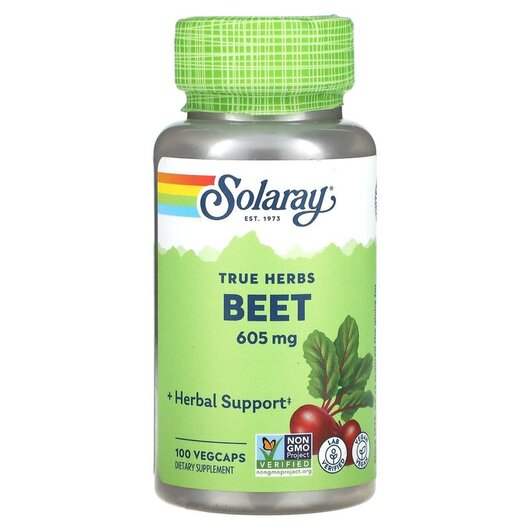 Основне фото товару Solaray, Beet 605 mg, Червоний буряк 605 мг, 100 капсул