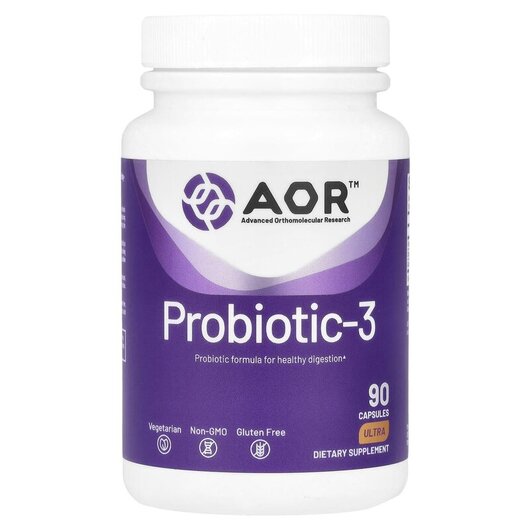 Основне фото товару AOR, Probiotic 3, Пробіотики, 90 капсул