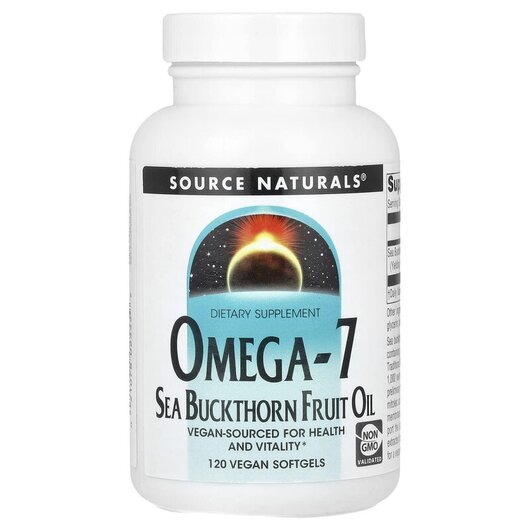 Основне фото товару Source Naturals, Omega-7 Sea Buckthorn Fruit Oil, Омега 7, 120 ка