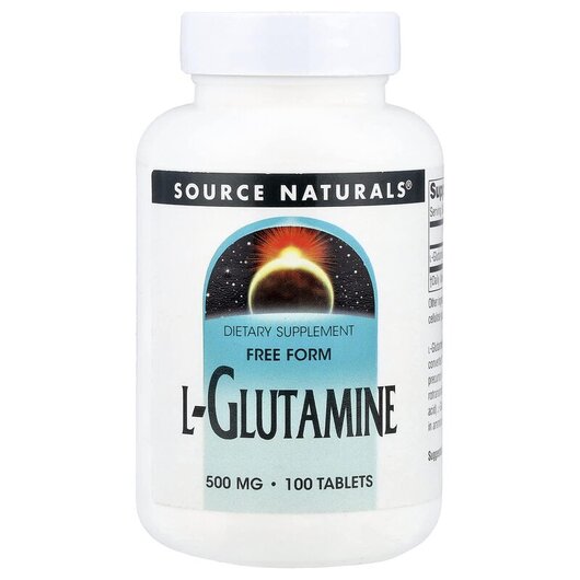Основне фото товару Source Naturals, L-Glutamine 500 mg, L-Глутамін, 100 таблеток