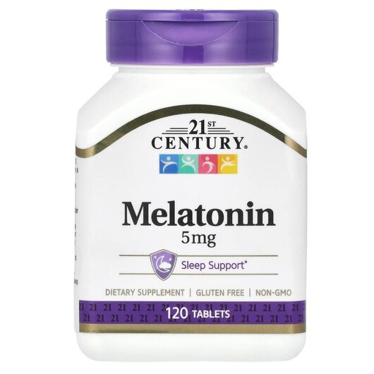 Основне фото товару 21st Century, Melatonin 5 mg, Мелатонін 5 мг, 120 таблеток