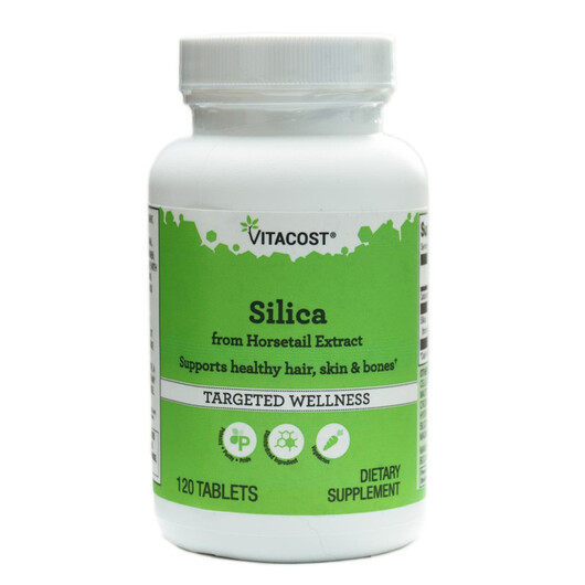 Основне фото товару Vitacost, Silica - From Horsetail Extract, Кремній, 120 таблеток