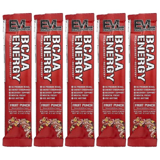 Основное фото товара BCAA Energy Fruit Punch 5 Packets Основное фото товара БЦАА, BCAA Energy Fruit Punch 5 Packets, 9.9 g Each