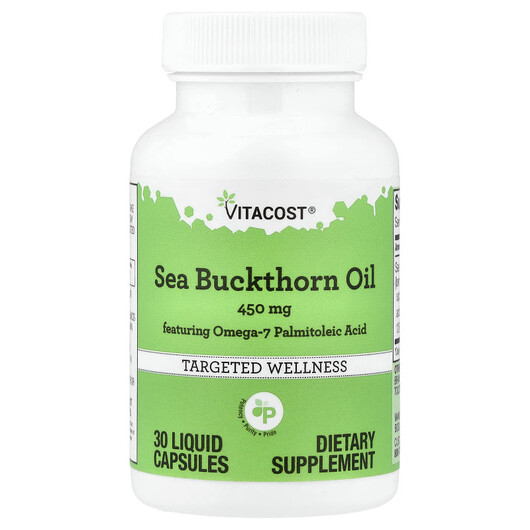 Основне фото товару Sea Buckthorn Oil 450 mg Основне фото товару Vitacost, Sea Buckthorn Oil 450 mg, Обліпиха, 30 капсул
