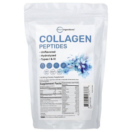 Основне фото товару Collagen Peptides Unflavored Основне фото товару Micro Ingredients, Collagen Peptides Unflavored, Колаген, 454 г