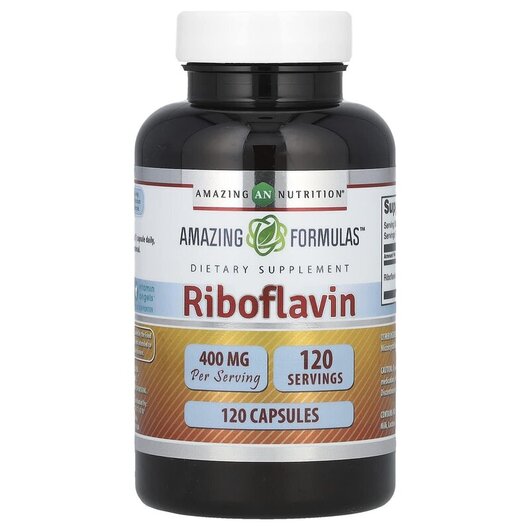 Основне фото товару Riboflavin 400 mg, Вітамін В2 Рибофлавін, 120 капсул