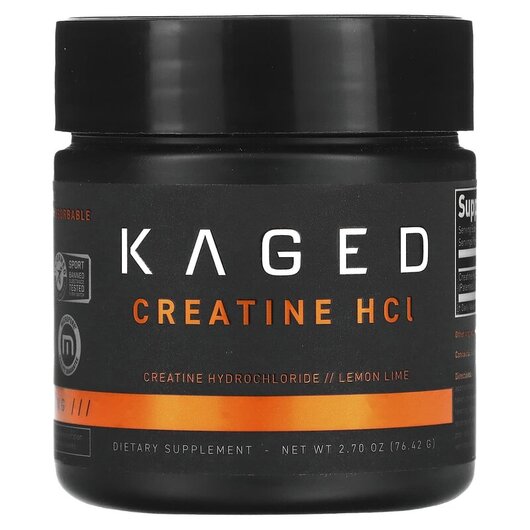 Основне фото товару Kaged, Creatine HCl Lemon Lime, Креатин, 76.42 г