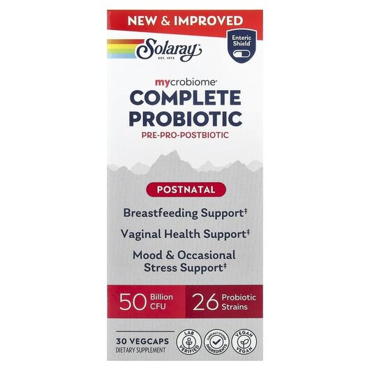 Основное фото товара Mycrobiome Complete Probiotic Postnatal Основное фото товара Пробиотики, Mycrobiome Complete Probiotic Postnatal, 30 капсул