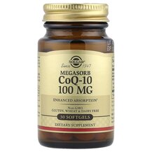 Коензим CoQ10 Megasorb CoQ-10 100 mg Solgar 30 капсул Коензим CoQ10 Megasorb CoQ-10 100 mg Solgar 30 капсул