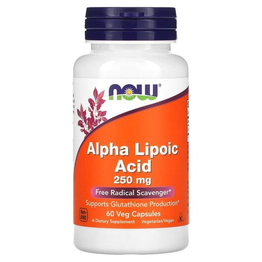 Основне фото товару Alpha Lipoic Acid 250 mg Основне фото товару Alpha Lipoic Acid 250 mg, Альфа-ліпоєва кислота 250 мг, 60 капсул