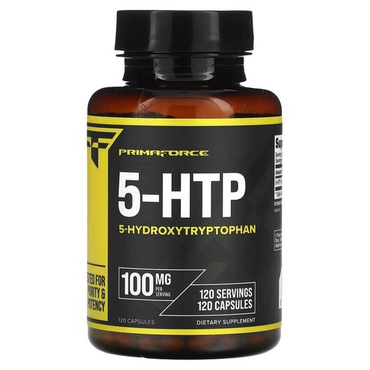 Основне фото товару 5-HTP 100 mg Основне фото товару Primaforce, 5-HTP 100 mg, 5-гідрокситриптофан, 120 капсул