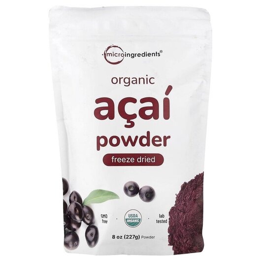 Основне фото товару Micro Ingredients, Organic Acai Powder Freeze Dried, Ягоди Асаї, 