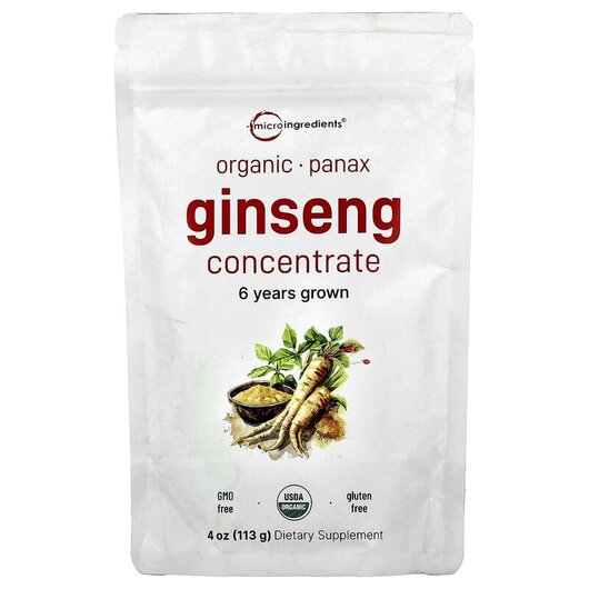 Основне фото товару Micro Ingredients, Organic Ginseng Concentrate, Женьшень, 113 г