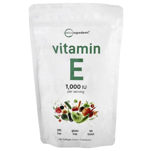 Основне фото товару Vitamin E 1000 IU Основне фото товару Micro Ingredients, Vitamin E 1000 IU, Вітамін E Токофероли, 240 к