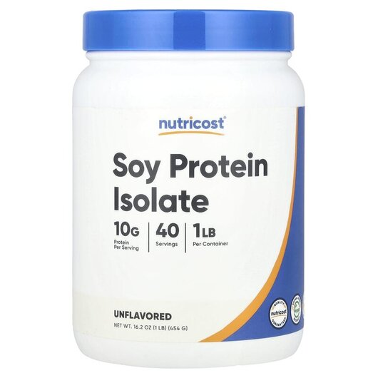 Основне фото товару Nutricost, Soy Protein Isolate Unflavored, Протеїн, 454 г