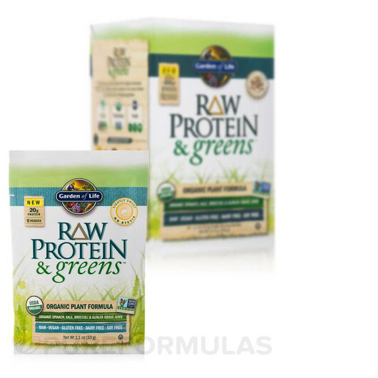 Основное фото товара Raw Protein and Greens Lightly Sweet Tray 10 Packets / Основное фото товара Raw Protein and Greens Lightly Sweet Tray 10, Органический Протеи