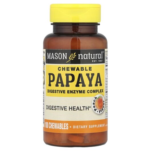 Основне фото товару Papaya Digestive Enzyme Complex Основне фото товару Mason, Papaya Digestive Enzyme Complex, Ферменти Папайї, 100 табл