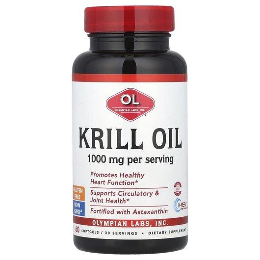 Основне фото товару Olympian Labs, Krill Oil 1000 mg, Масло Кріля 1000 мг, 60 капсул