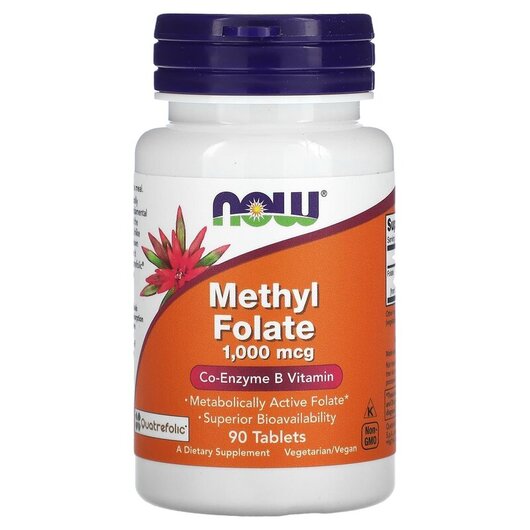 Основное фото товара Methyl Folate 1000 mcg Основное фото товара NOW Foods, Метилфолат, Methyl Folate 1000 mcg, 90 таблеток
