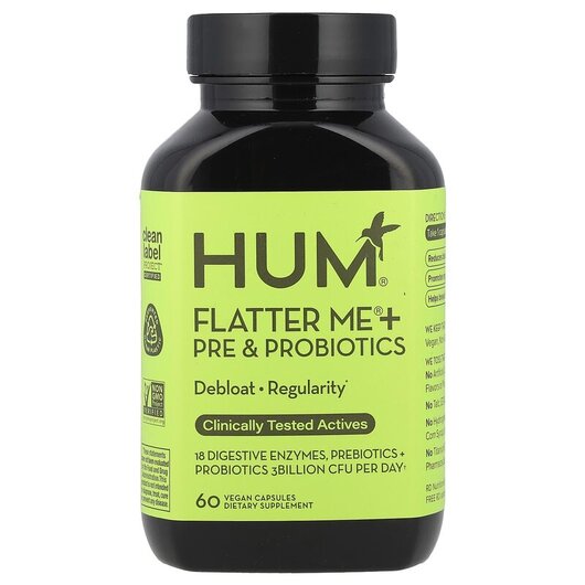 Основное фото товара Flatter Me + Pre & Probiotics Основное фото товара HUM Nutrition, Пробиотики, Flatter Me + Pre & Probiotics, 60