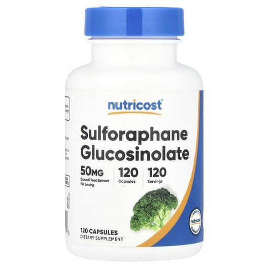 Основное фото товара Nutricost, Брокколи, Sulforaphane Glucosinolate 50 mg, 120 капсул