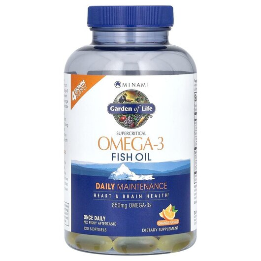 Основное фото товара Supercritical Omega-3 Fish Oil 850 mg Orange, Омега 3, 120 капсул