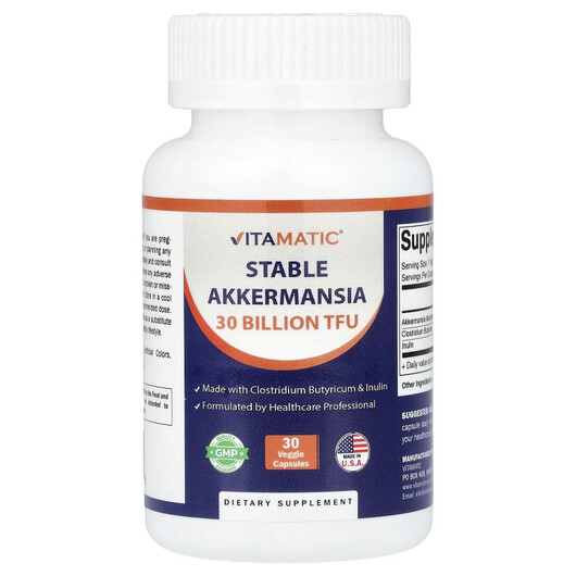 Основне фото товару Vitamatic, Stable Akkermansia, Аккермансія, 30 капсул
